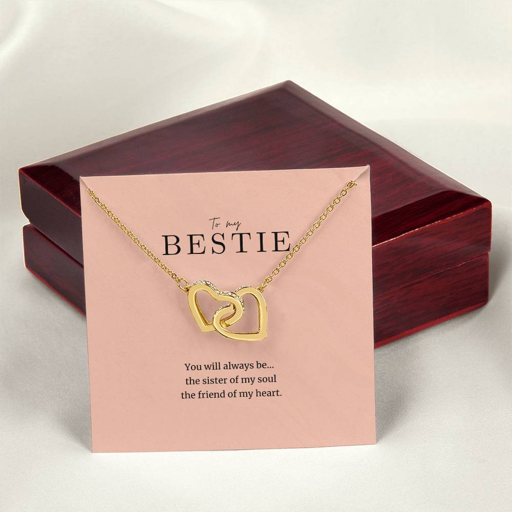 To My Bestie Cubic Zirconia Heart Necklace Interlocking Hearts Necklace