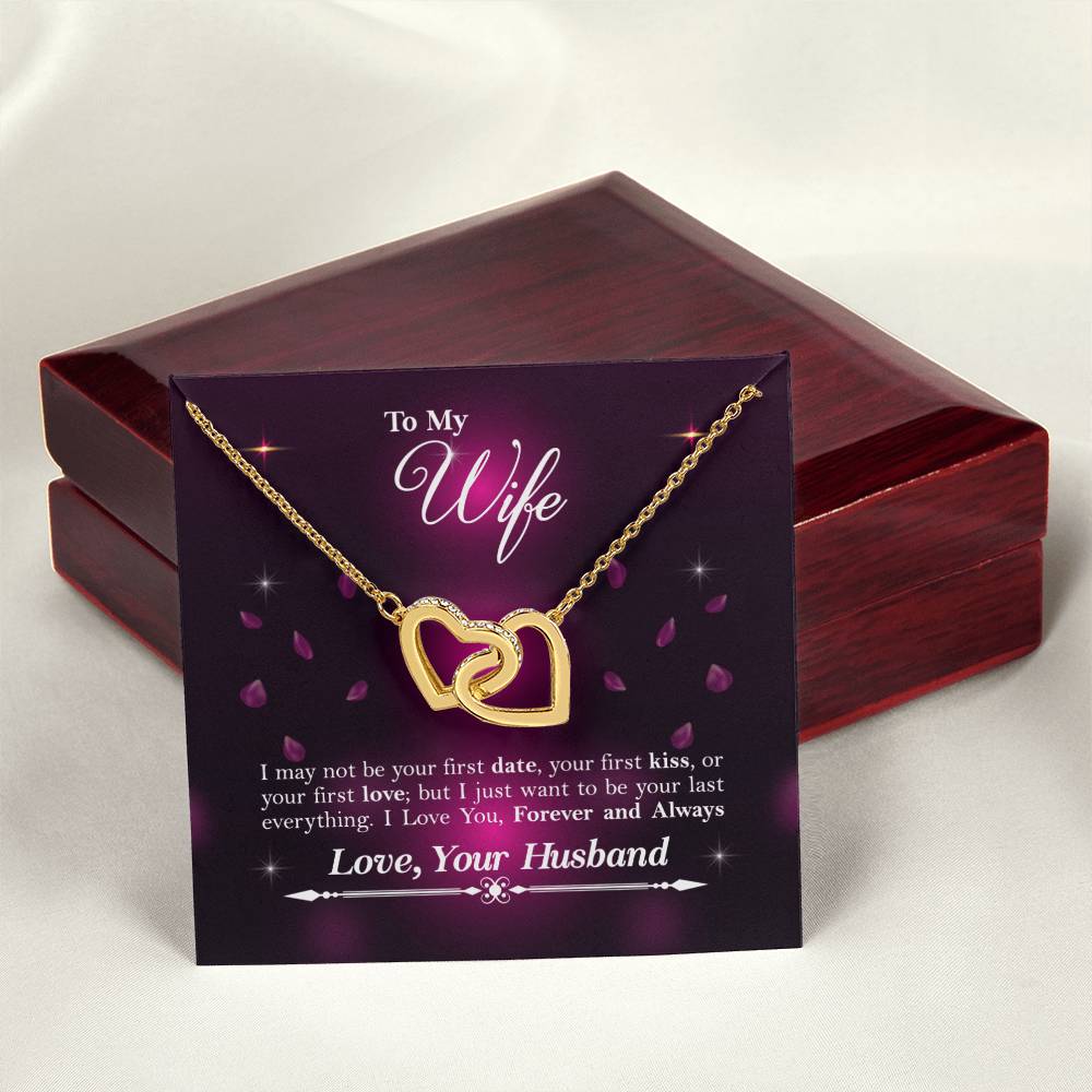 To My Wife Interlocking Hearts Necklace - Gift For Wife