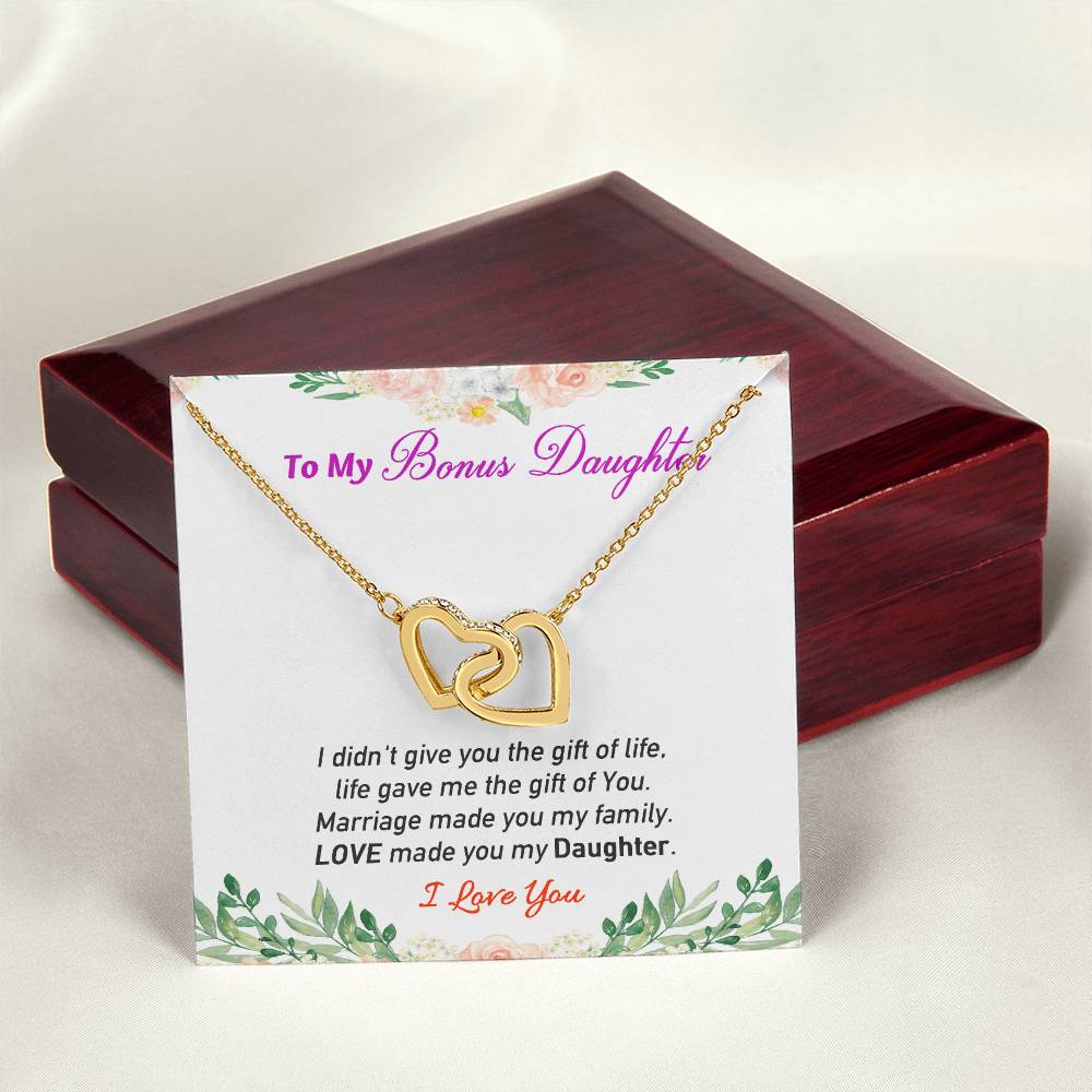 Love My Bonus Daughter Interlocking Hearts Necklace