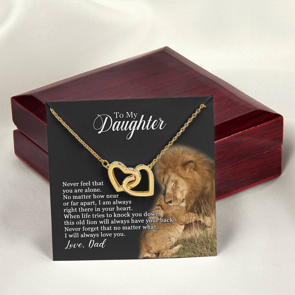 To My Daughter - I Will Always Love You - Necklace Interlocking Hearts Necklace
