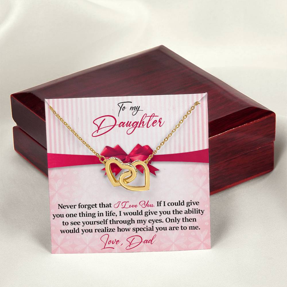 To My Daughter - I Love You - Love Dad Interlocking Hearts Necklace