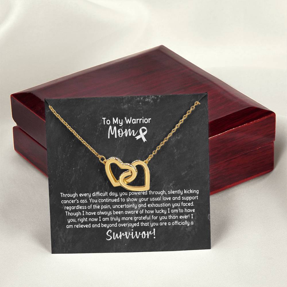 Warrior Mom Survivor Necklace Interlocking Hearts Necklace