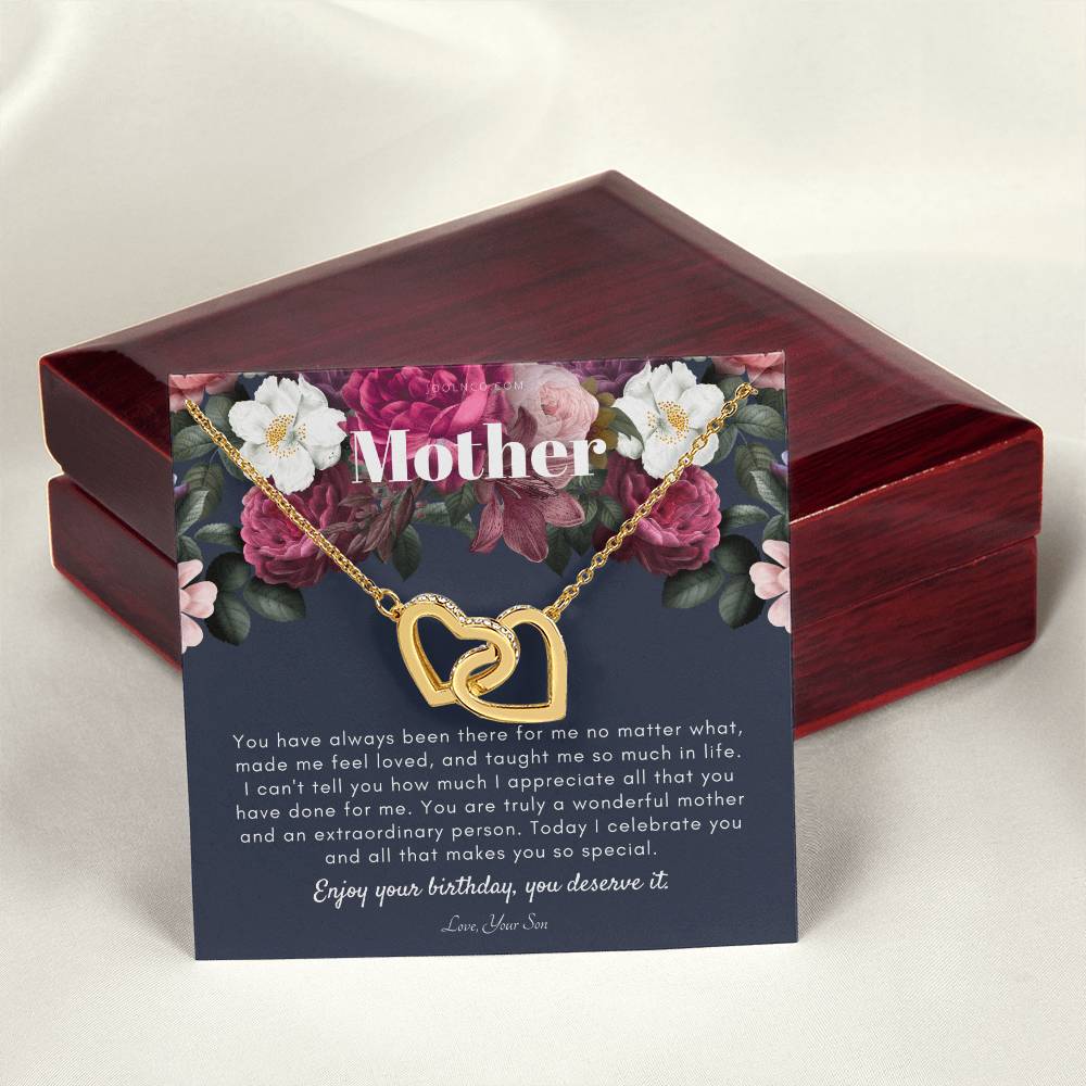 Mother'S Birthday Gift Necklace For Mom'S Birthday Elegant Gift For Mom From Son Best Mom Gift Message Card Interlocking Hearts Necklace