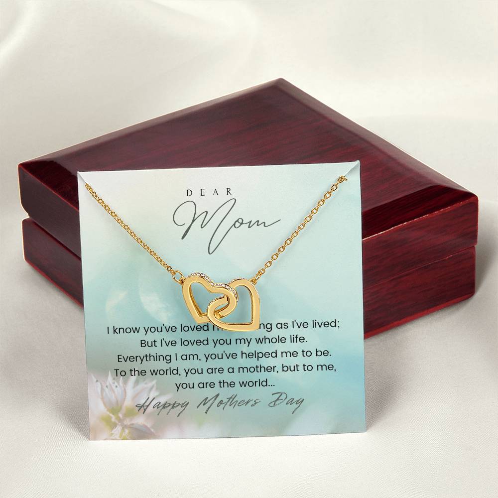 Happy Mothers Day Mom Double Heart Necklace Interlocking Hearts Necklace