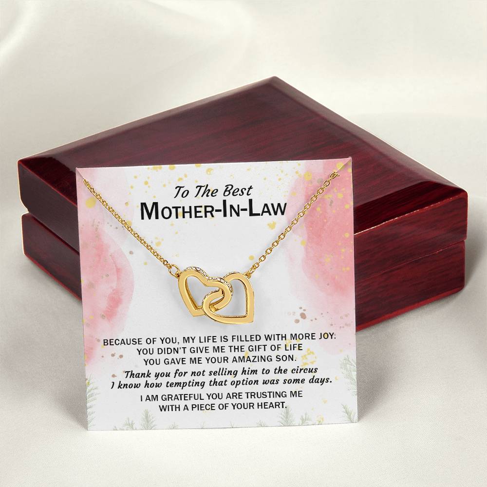 Gift For Mother-In-Law - My Life Is Filled With More Joy 3 - Interlocking Interlocking Hearts Necklace