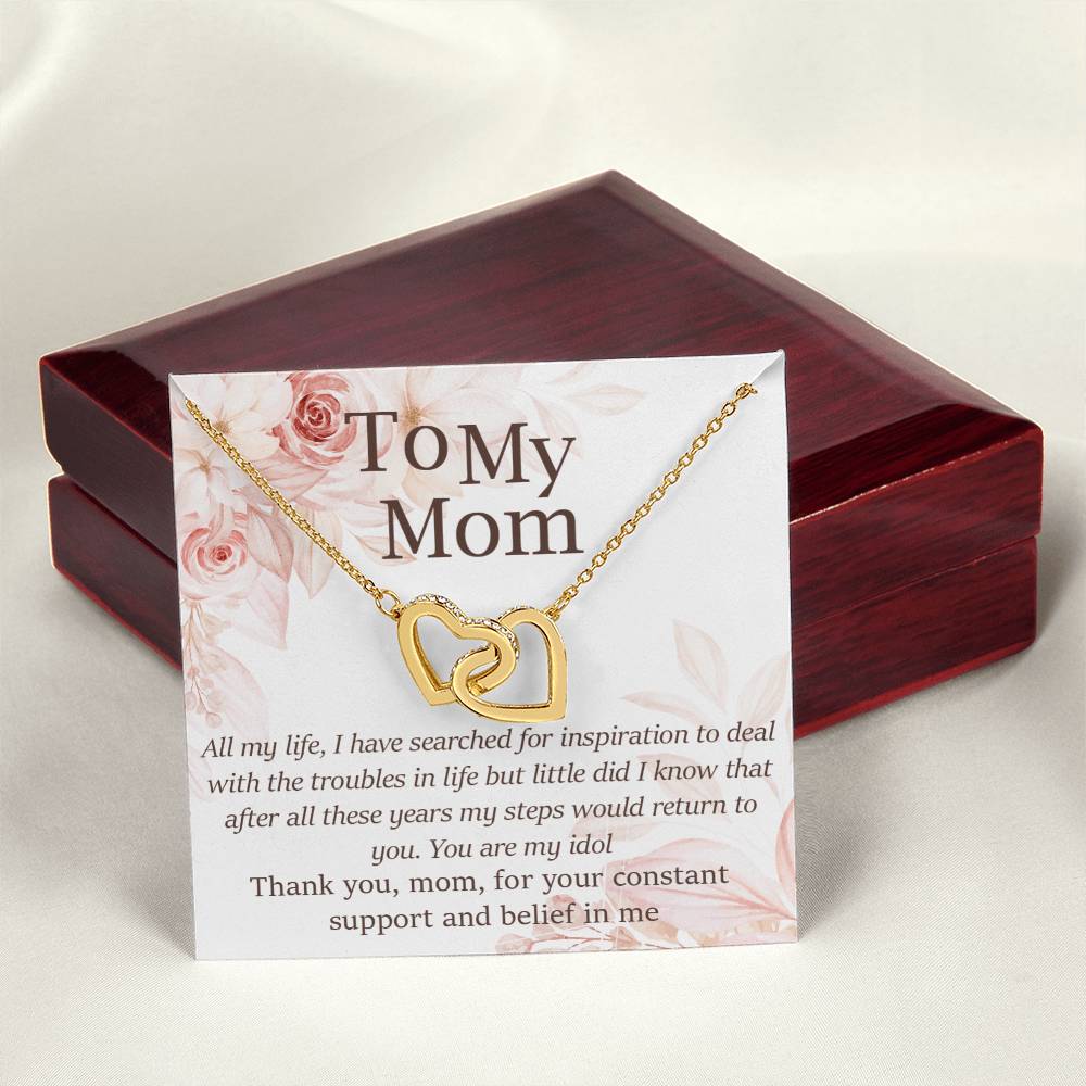 Mom Thank You For Your Inspiration Interlocking Hearts Necklace