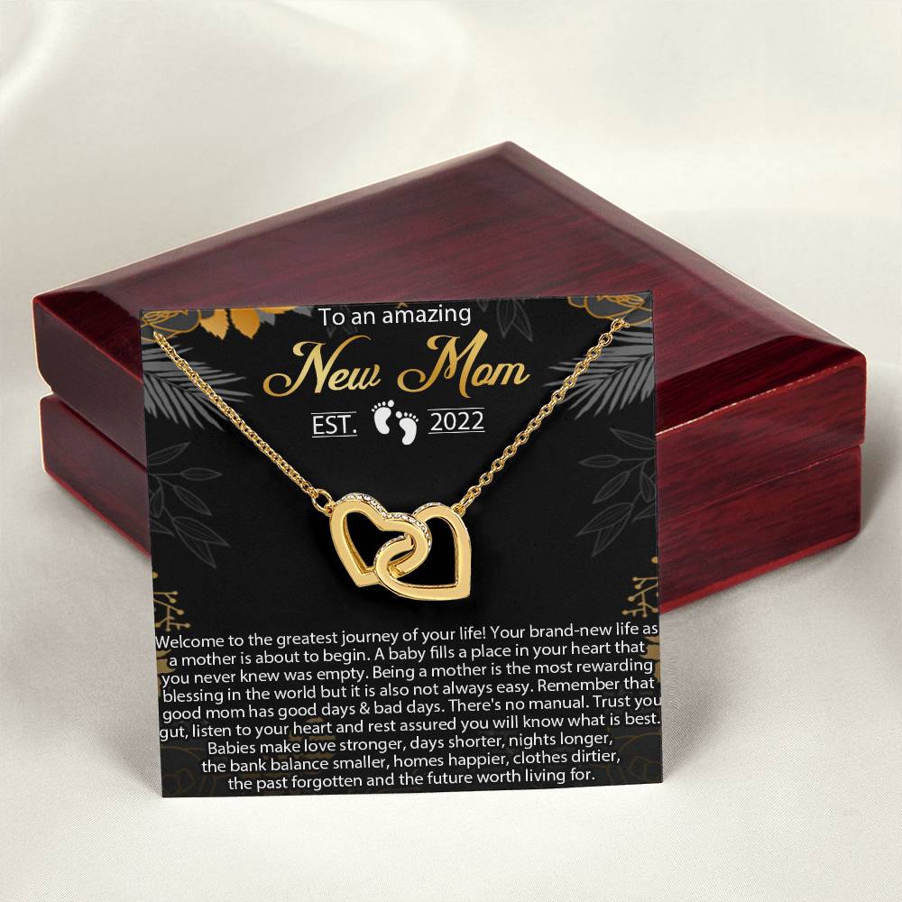New Mom Necklace Mom Est 2022 Necklace First Time Mom Necklace Baby Shower Necklace Interlocking Hearts Necklace Gift For New Mom