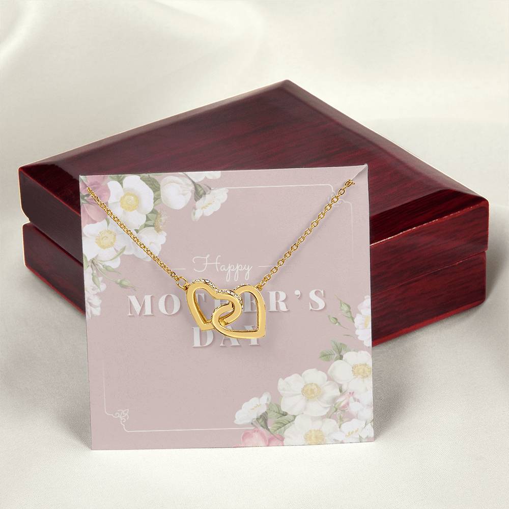 Mother Necklace Gift For Mom 14K White Gold Finish Pendant Mother'S Day Gift Interlocking Hearts Necklace