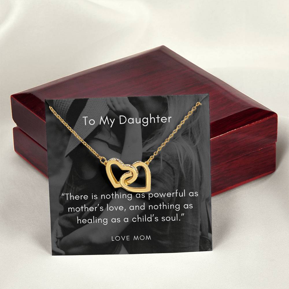 There Is Nothing As Powerful As Mother’S Love And Nothing As Healing As A Child’S Soul Interlocking Hearts Necklace