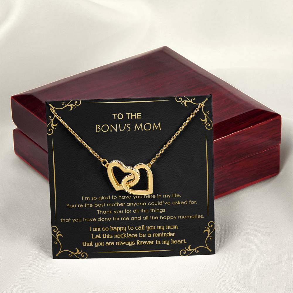 Gift For Bonus Mom - Glad To Have You - Interlocking Interlocking Hearts Necklace