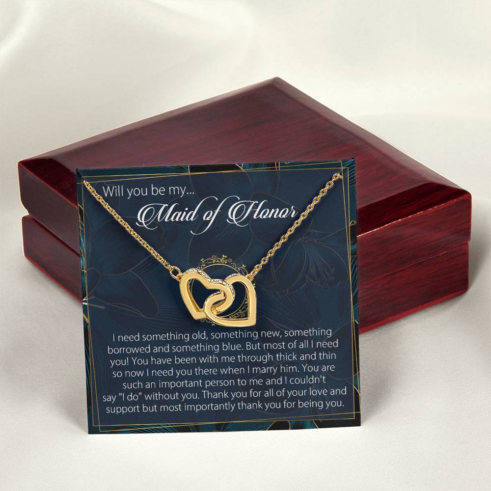 Will You Be My Maid Of Honor Necklace Giftmaid Of Honor Gift Necklacemaid Of Honor Wedding Gift Interlocking Hearts Necklace Wedding Gift