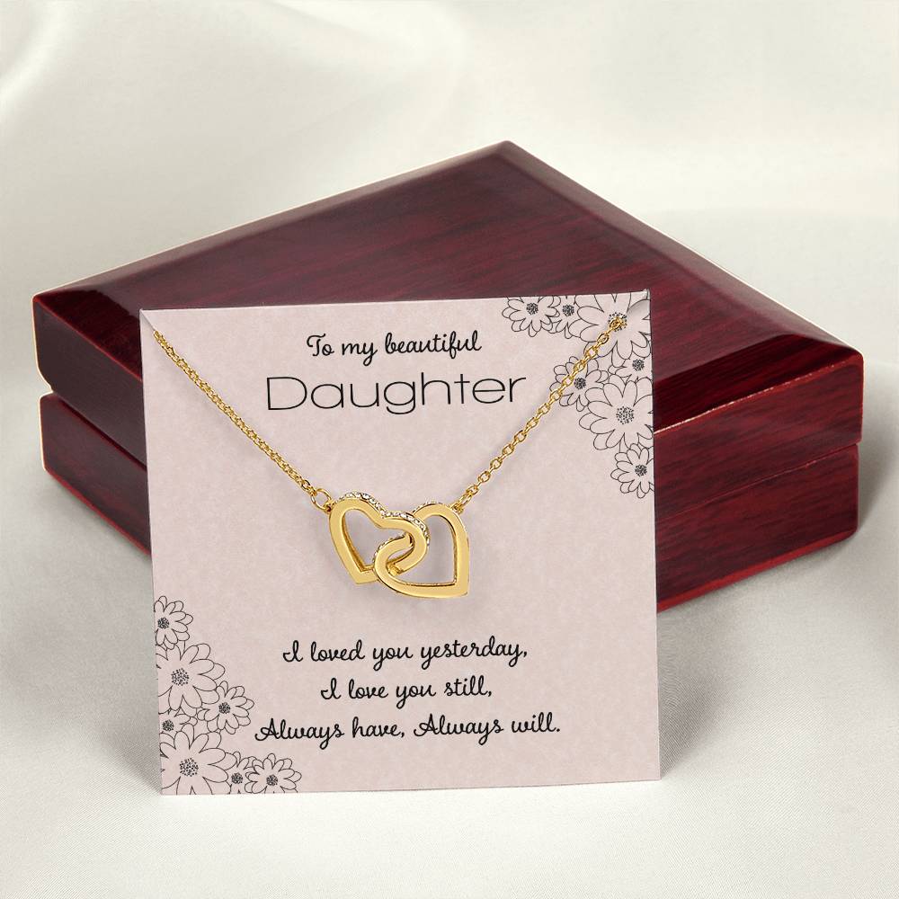 To My Beautiful Daughter Interlocking Hearts Necklace