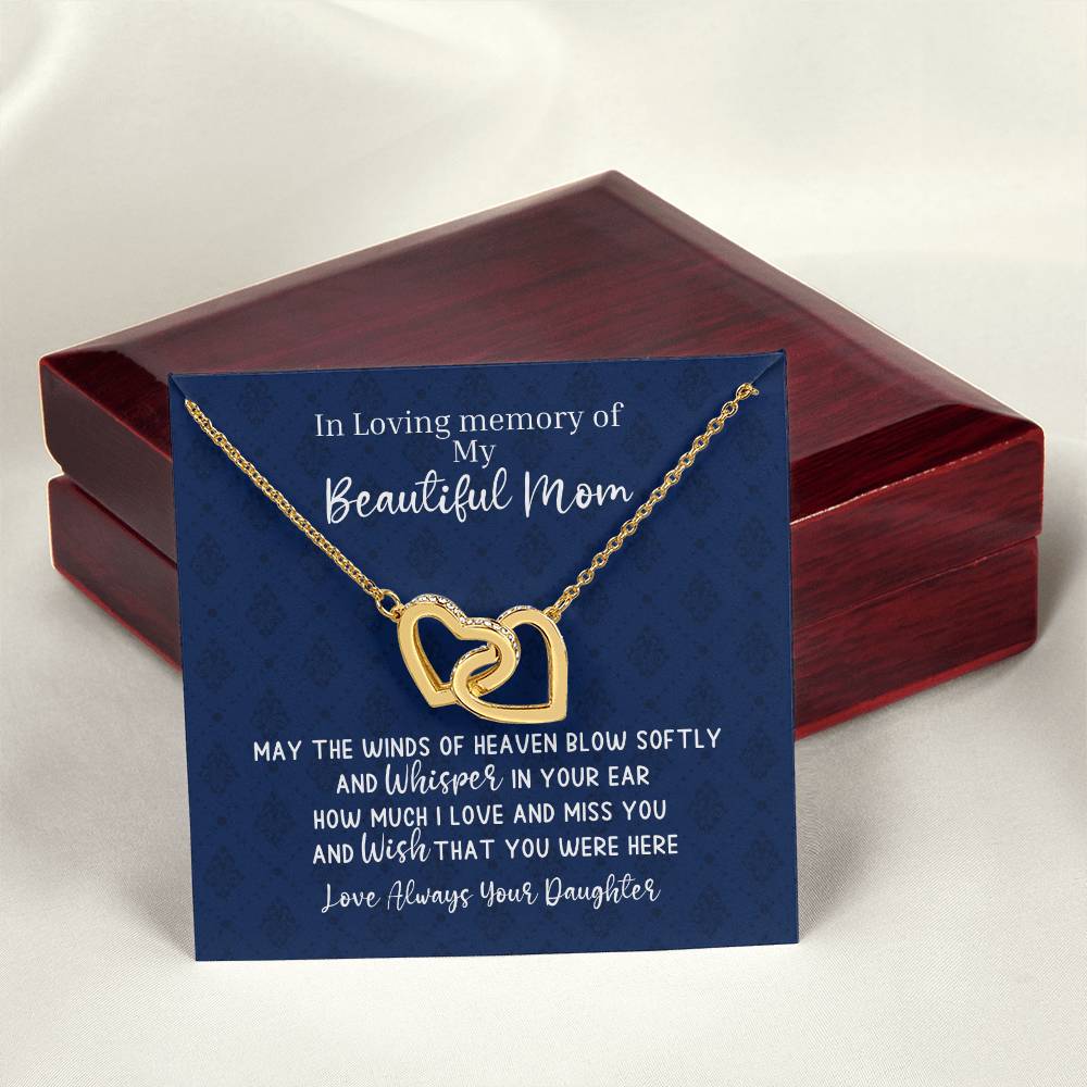 Mom Remembrance - 2 Hearts Necklace - Love Daughter Interlocking Hearts Necklace