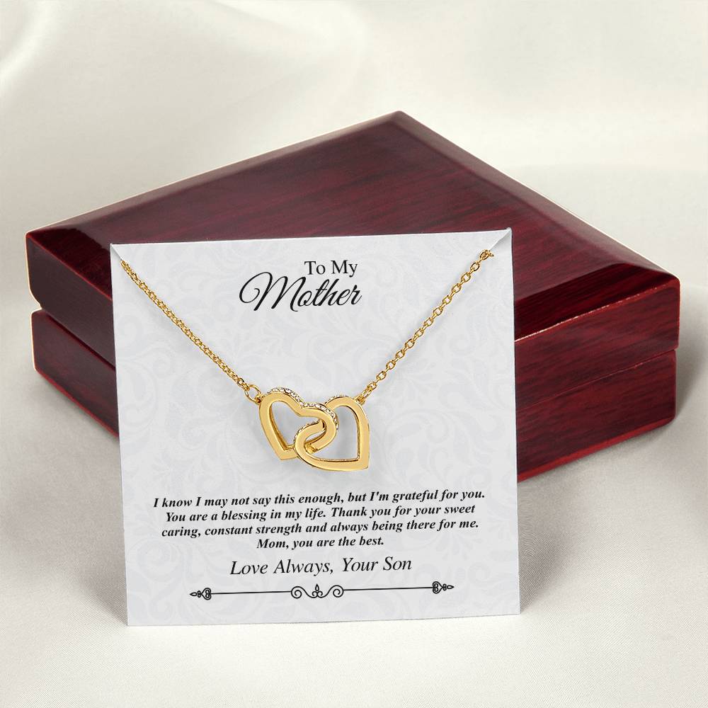 To My Mother Linked Hearts Necklace - I'M Grateful For You You Are The Best Interlocking Hearts Necklace