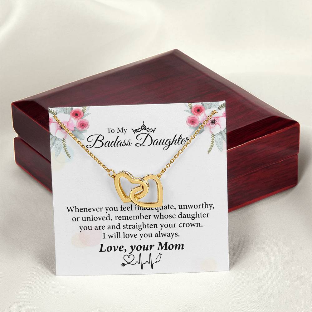 To My Badass Daughter Necklace From Mom👩‍⚕️ Interlocking Hearts Necklace