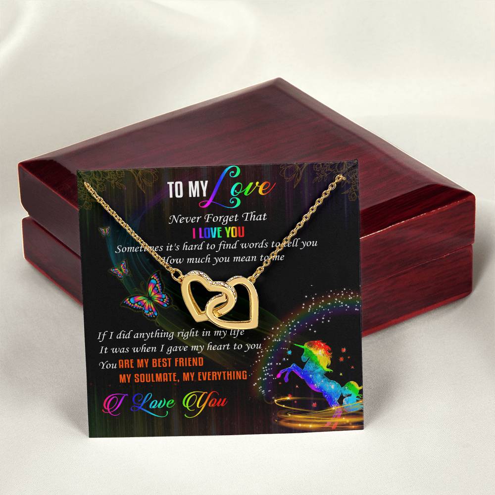 To My Love Lgbt Interlocking Hearts Necklace Message Card