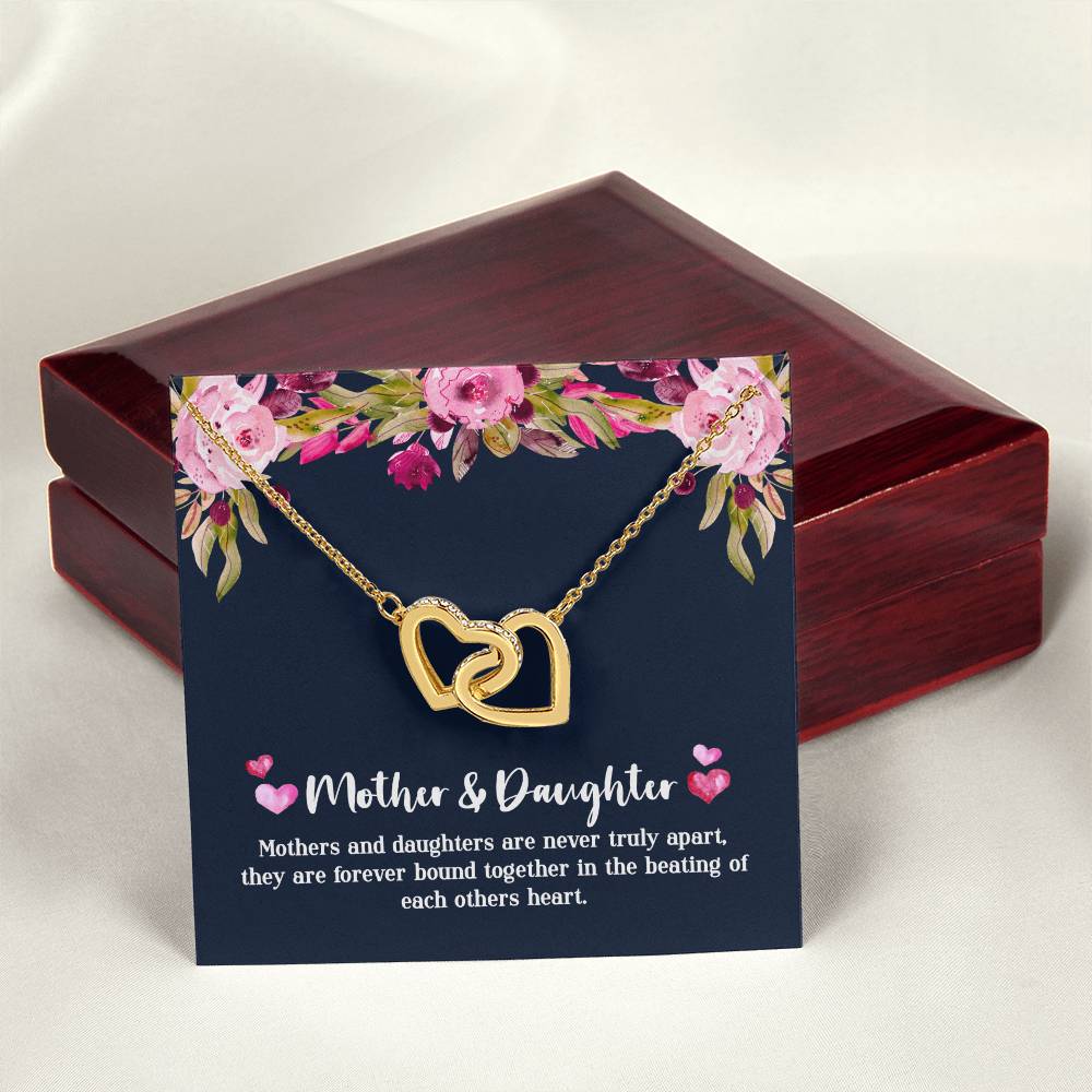Mother & Daughter - Never Truly Apart Interlocking Hearts Necklace