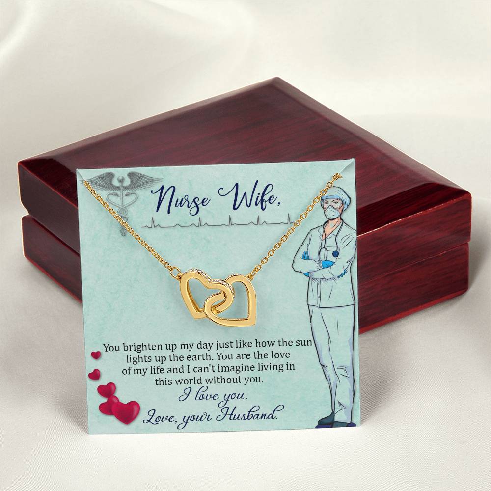 Nurse Wife - You Brighten Up My Day - Interlocking Hearts Necklace