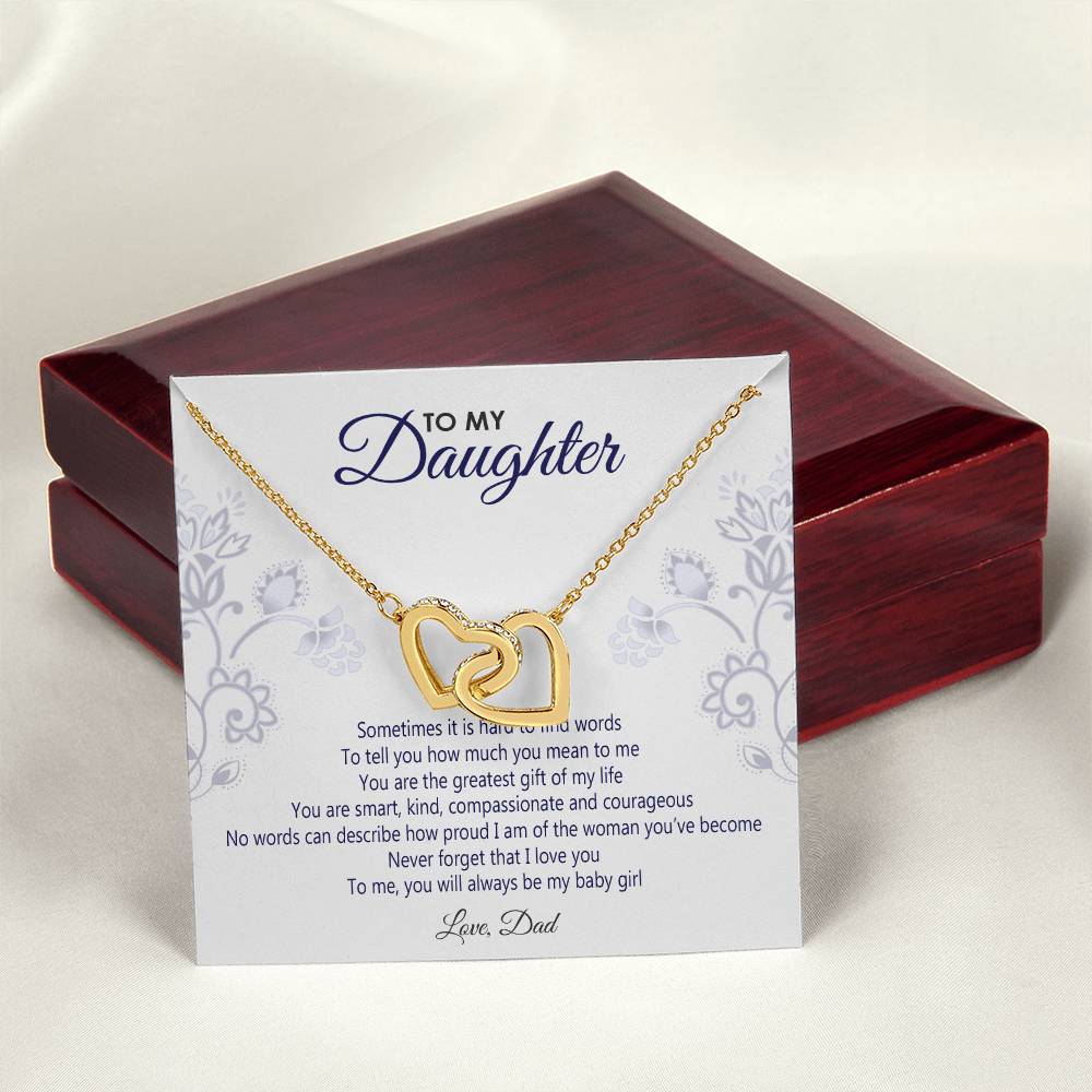 To My Daughter - You Will Always Be My Baby Girl Interlocking Hearts Necklace