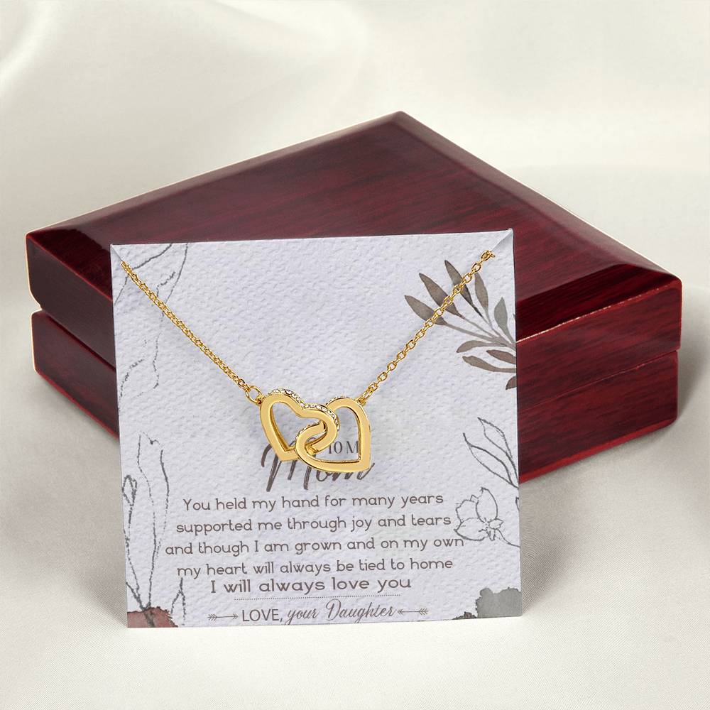 To My Mom Interlocking Hearts Necklace Message Card