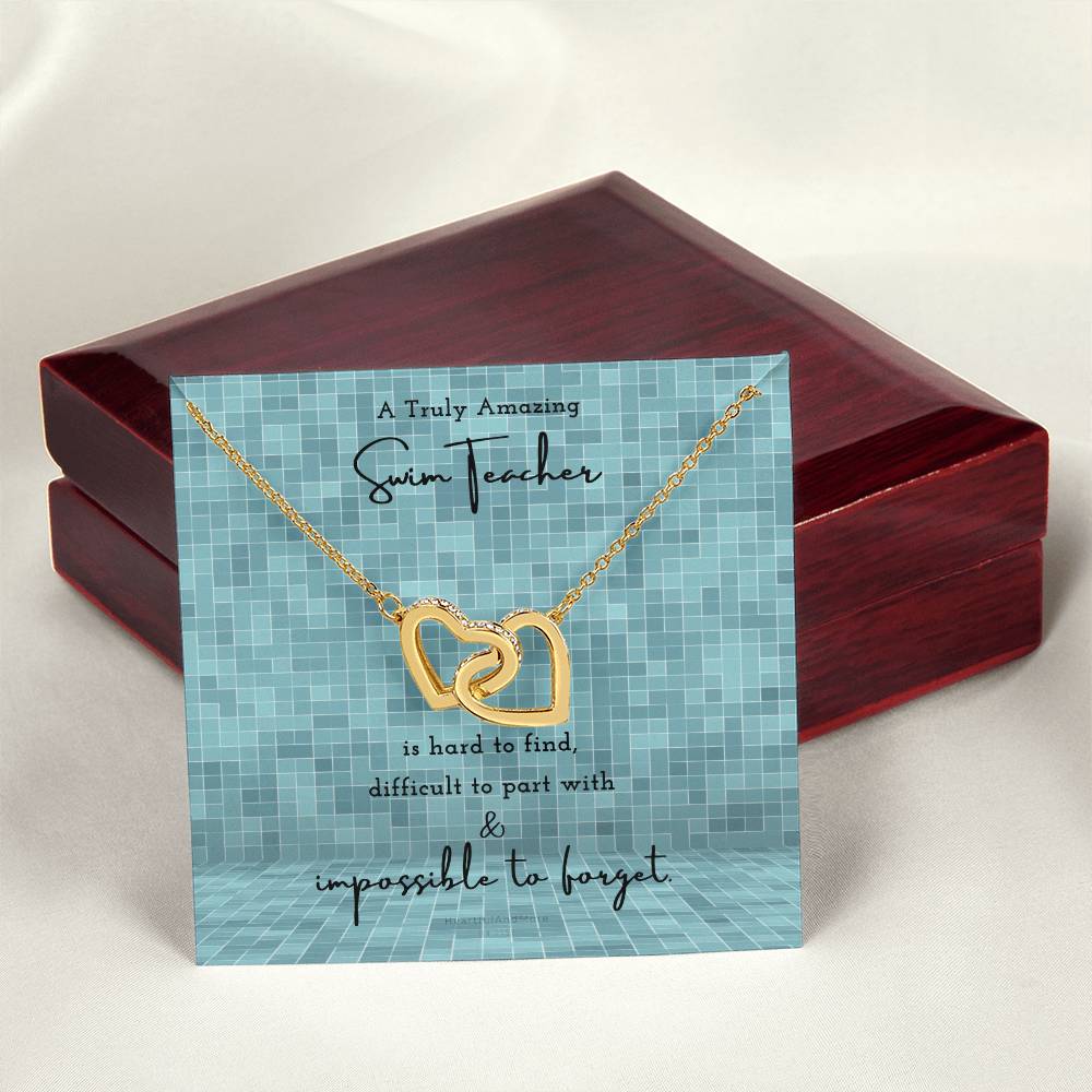 Gift For Swim Teacher Swim Teacher Appreciation Gift A Truly Amazing Swim Teacher Gift Interlocking Hearts Necklace