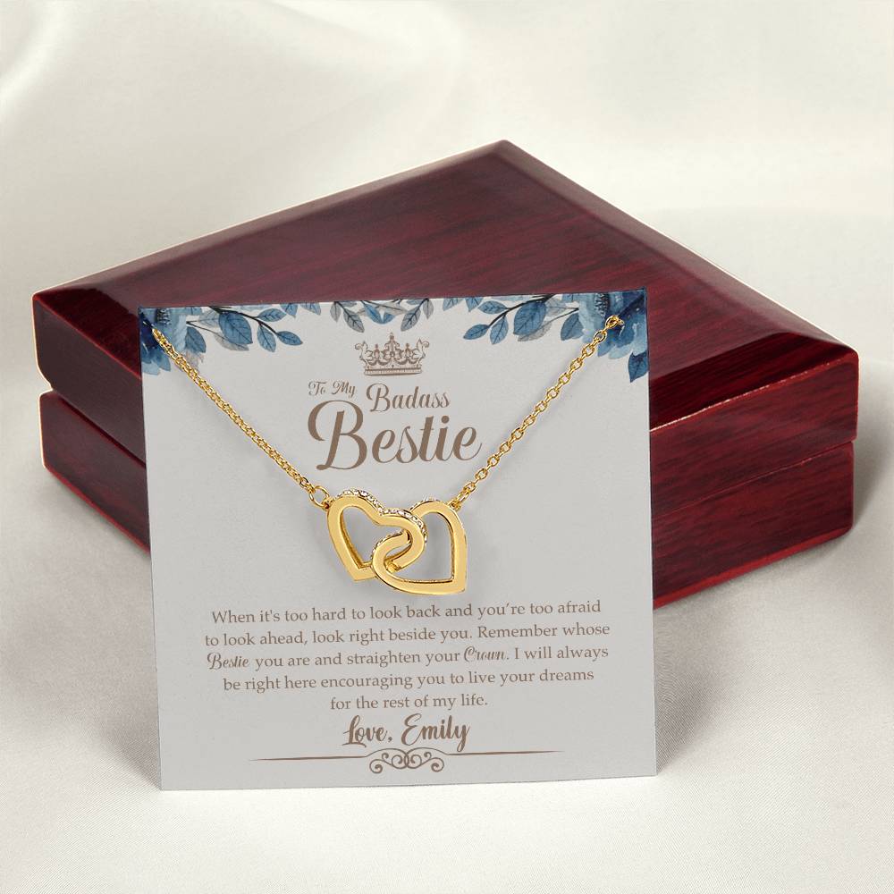 To My Badass Bestie Necklace Friendship Jewelry Gift Gift For Bestfriend Birthday Anniversary Gift Interlocking Hearts Necklace