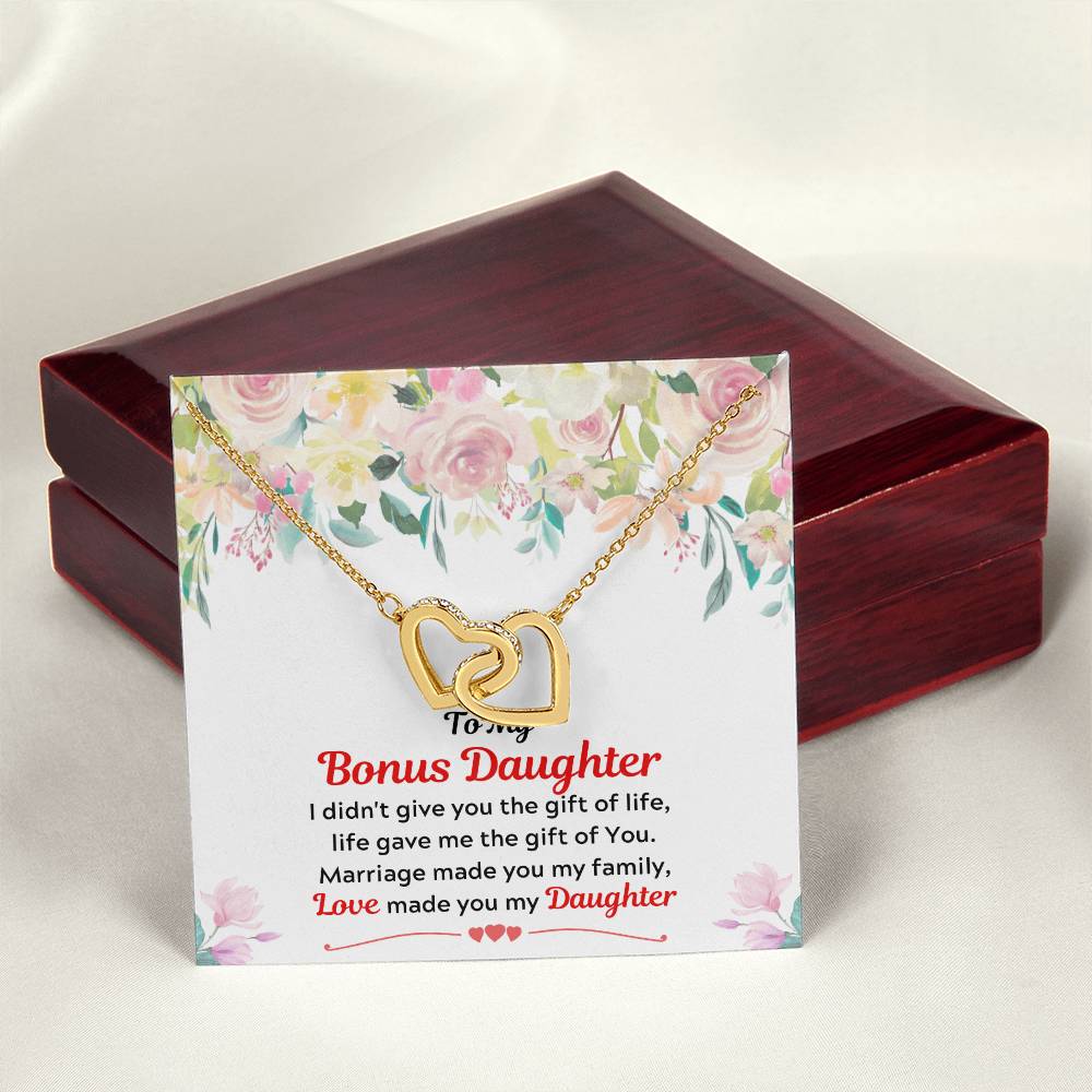 To My Bonus Daughter Interlocking Hearts Necklace