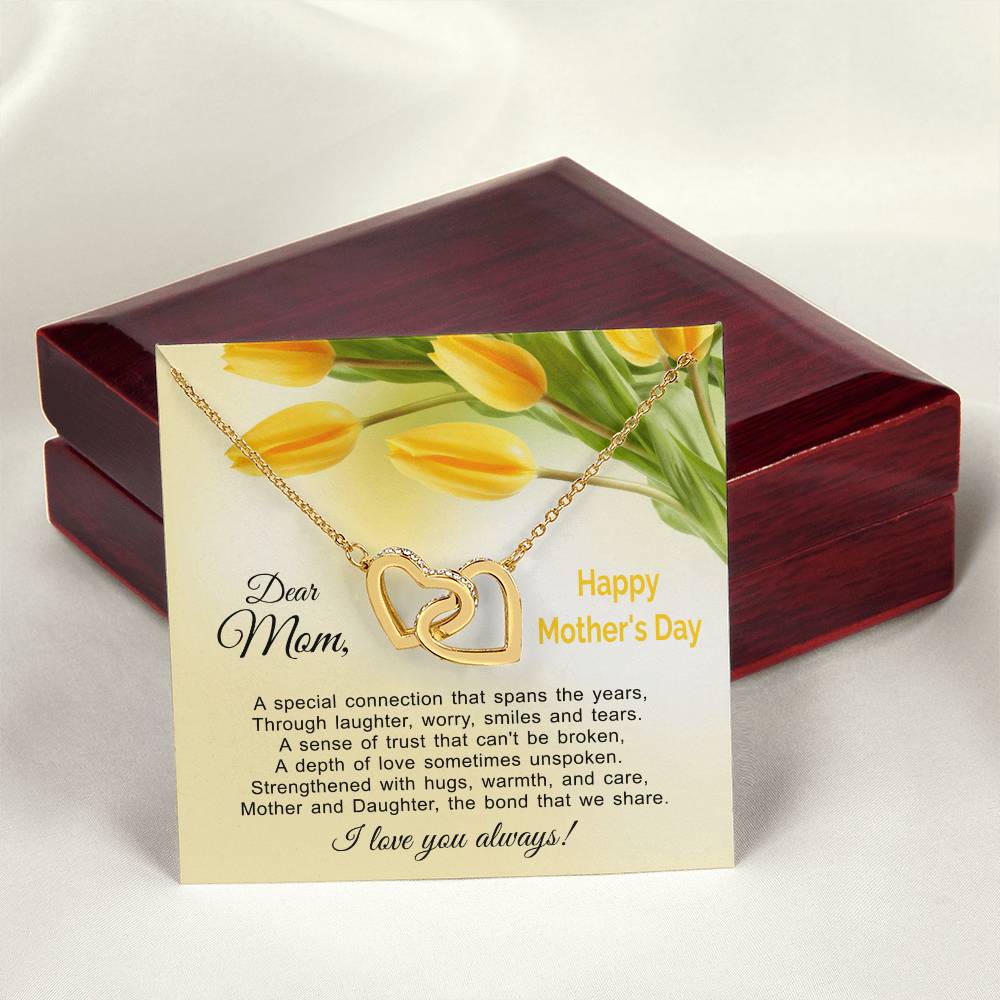 The Bond That We Share - Mother And Daughter Linked Hearts Necklace Interlocking Hearts Necklace