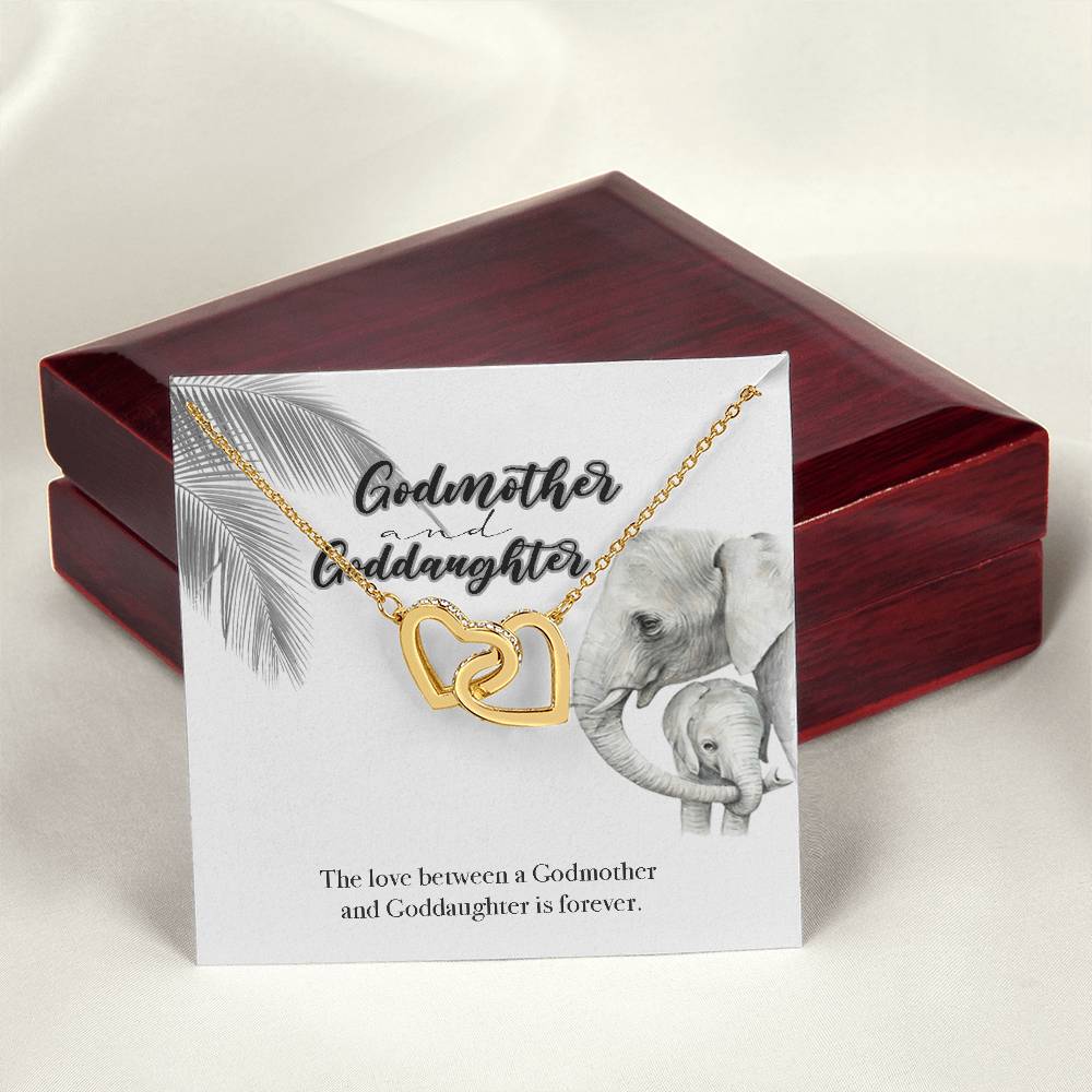 Godmother Goddaughter Gift Necklace Emotional Message Card Cute Elephant Interlocking Hearts Necklace