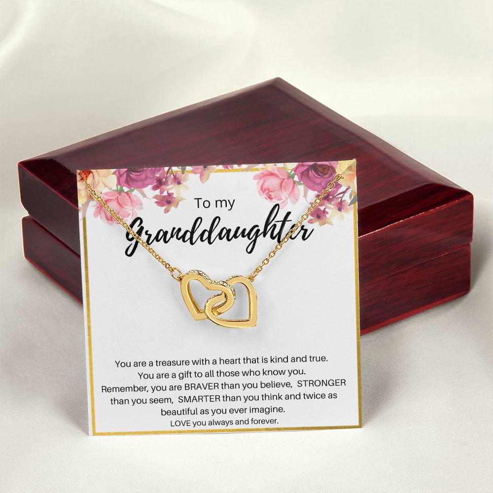 To My Granddaughter Interlocking Hearts Necklace
