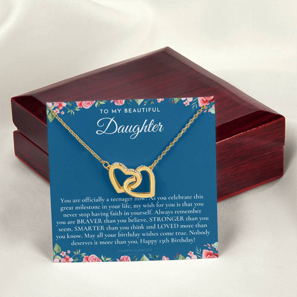 Gift For 13 Year Old Girl Gifts 13Th Birthday Girl 13Th Birthday Gift Thirteenth Birthday Necklace Teen Birthday Gift Official Teenager Interlocking Hearts Necklace