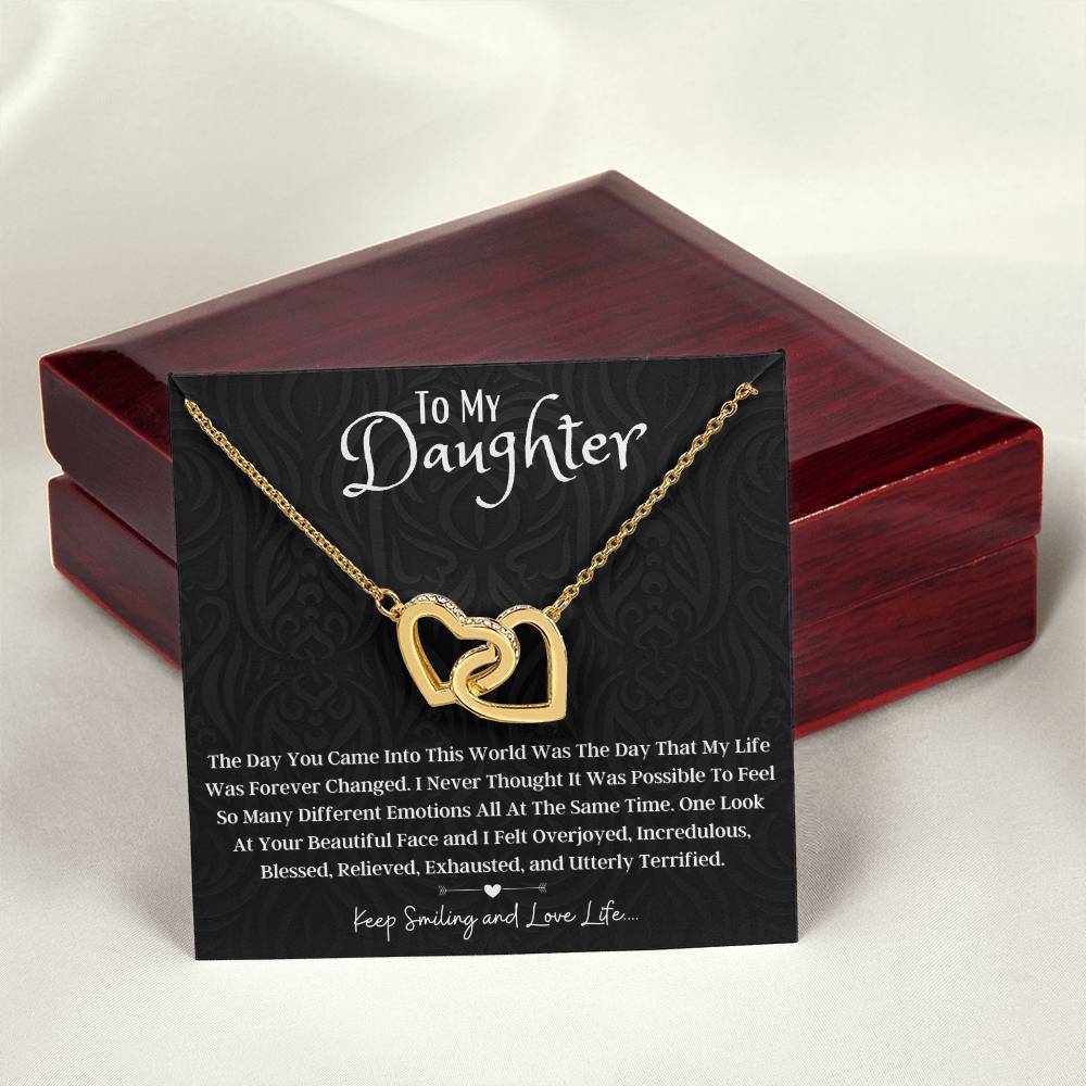 To My Beautiful Daughter Interlocking Hearts Necklace