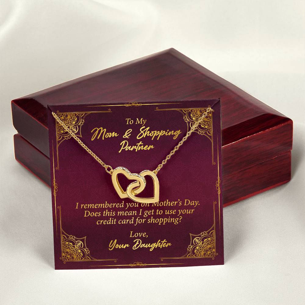 To My Mom And Shopping Partner Interlocking Hearts Necklace