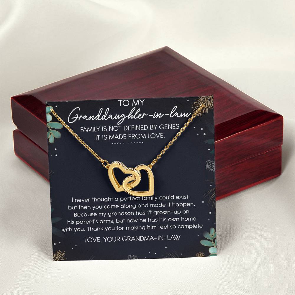 To My Granddaughter-In-Law Interlocking Hearts Necklace Message Card