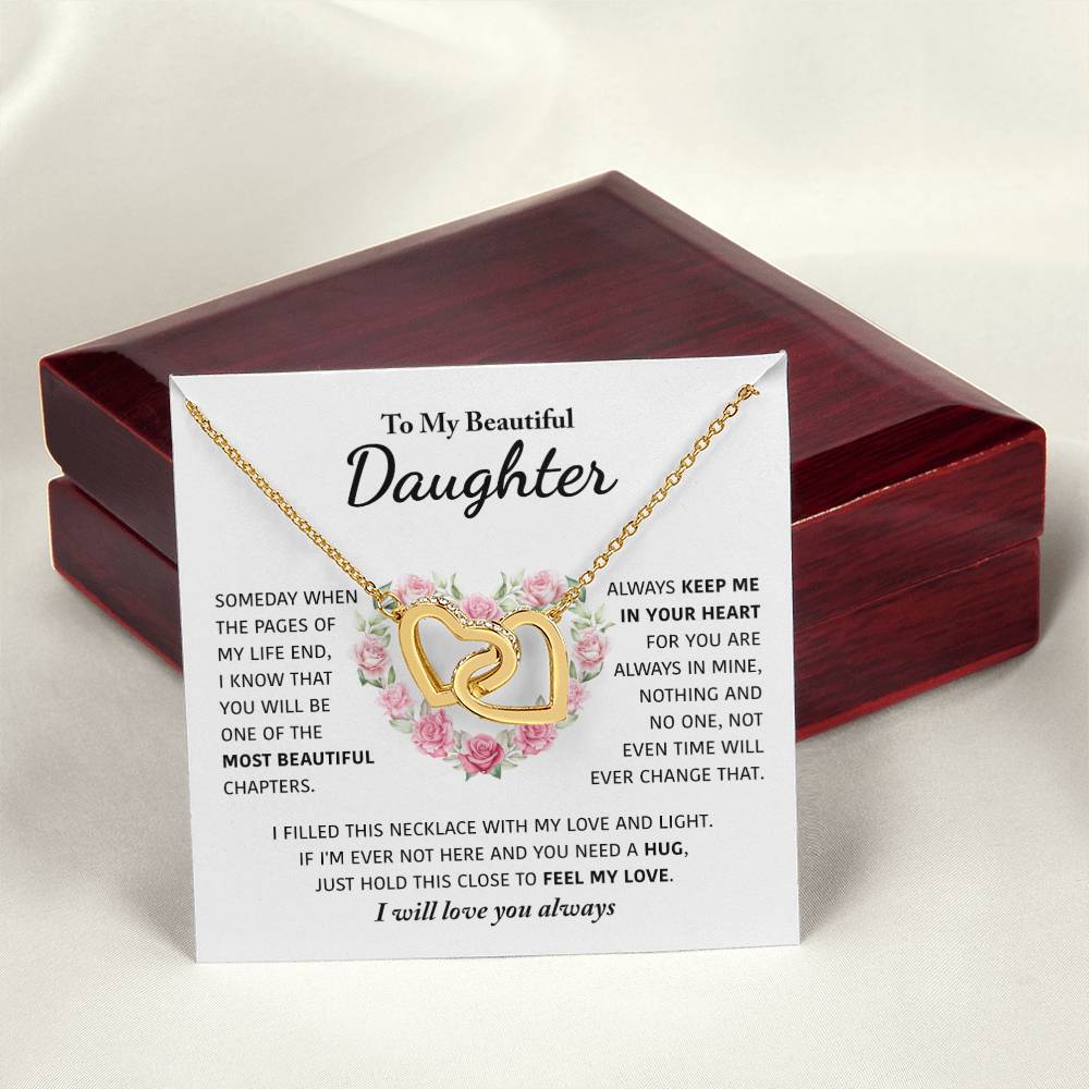 My Beautiful Daughter - Keep Me In Your Heart - Interlocking Hearts Necklace