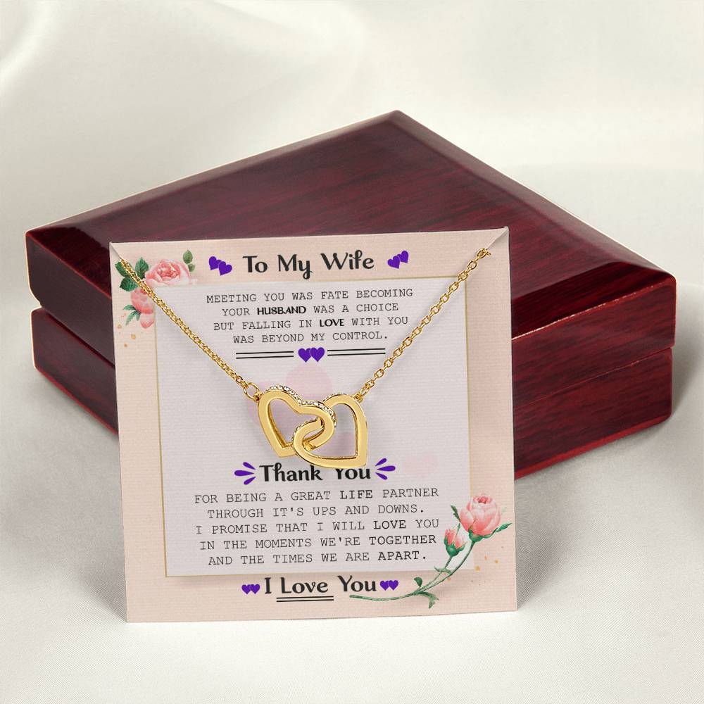 To My Wife Interlocking Hearts Necklace