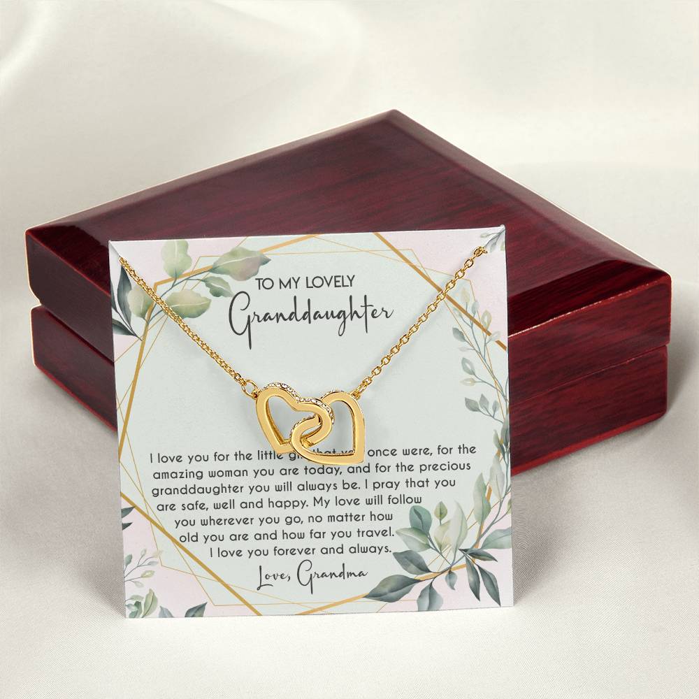 To My Lovely Granddaughter Necklace Gift To Granddaughter From Grandma Granddaughter Birthday Graduation Gift Interlocking Hearts Necklace