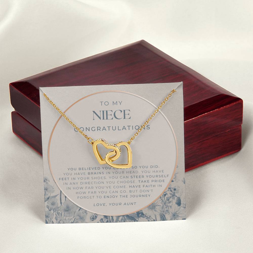 To My Niece Live Your Dreams Necklace Gift For Niece From Aunt Niece Birthday Graduation Christmas Present Interlocking Hearts Necklace