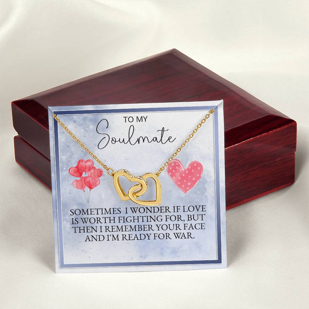 Valentine'S Special To My Soulmate Necklace Interlocking Hearts Necklace