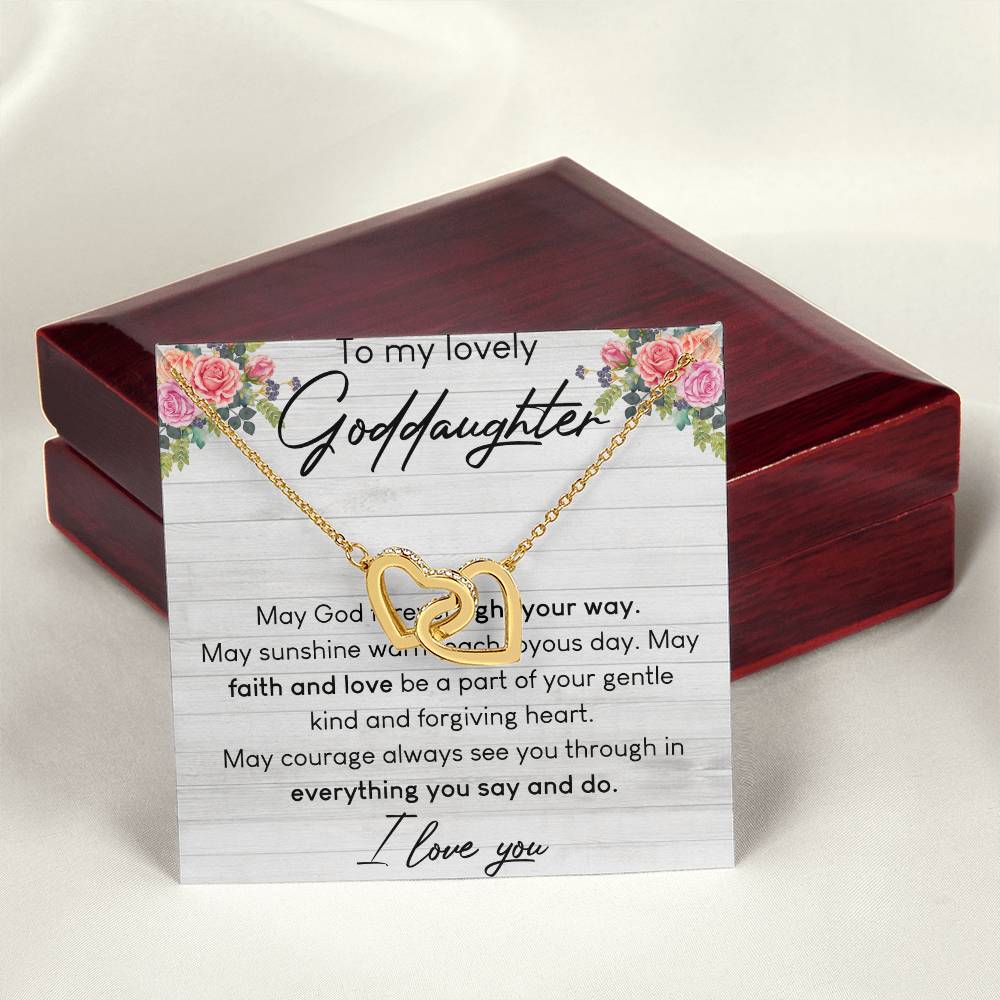 To My Lovely Goddaughter Interlocking Hearts Necklace Birthday Message Card