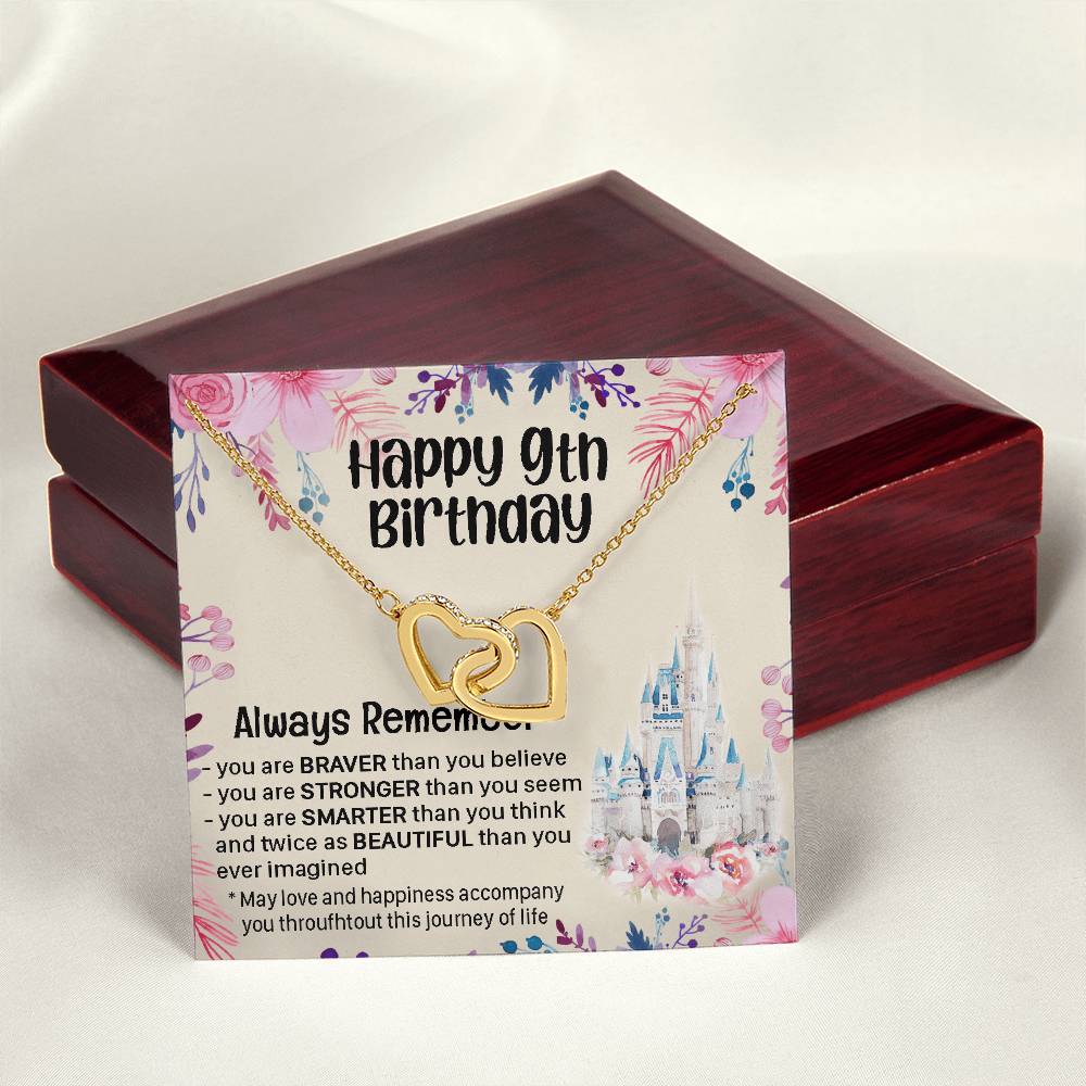 Happy 9Th Birthday Gift For Daughter Gift For 9 Years Old Birthday Teen Girl Daughter Necklace Gift Interlocking Hearts Necklace