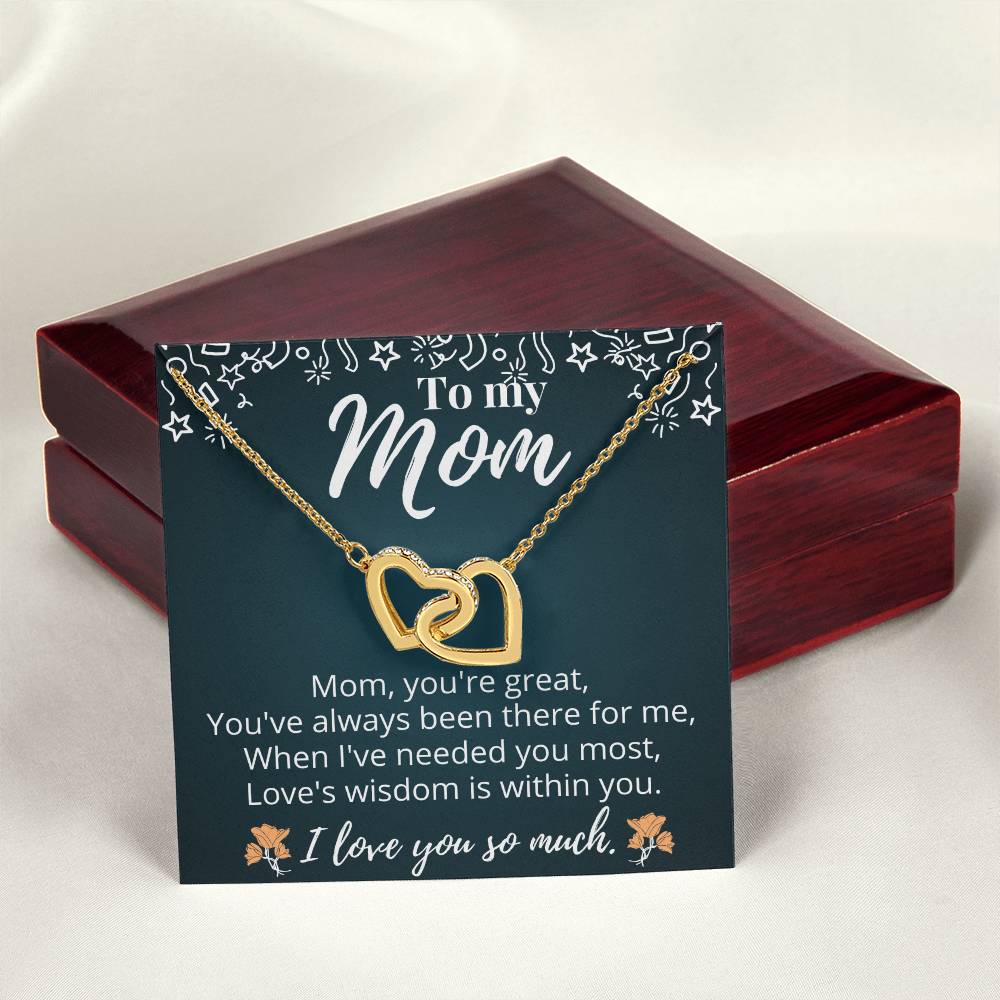 Mother'S Day Gift- Forever Together Love - Never-Ending Love Cubic Zirconia Stones Interlocking Hearts Necklace