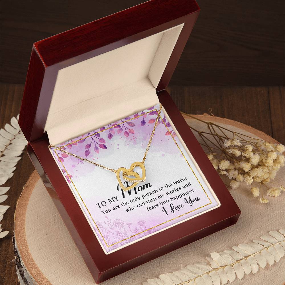 To My Mom Interlocking Hearts Necklace Message Card