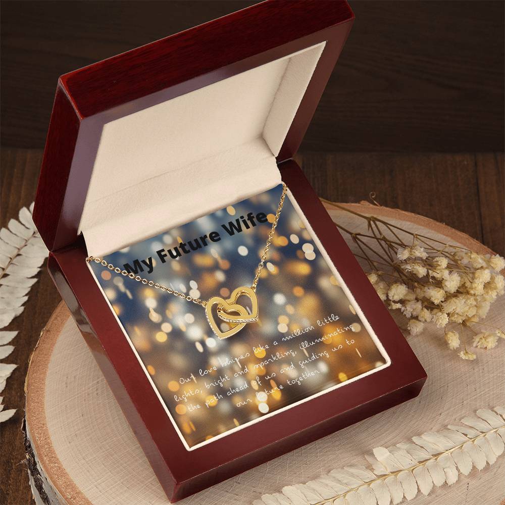 Entwined Hearts Necklace - My Future Wife - Our Love Shines Interlocking Hearts Necklace