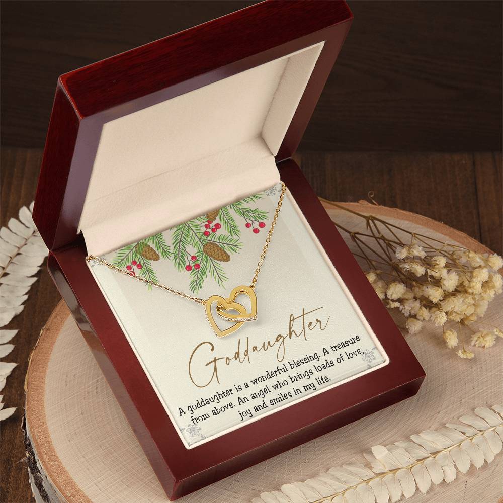 Goddaughter Interlocking Hearts Necklace Message Card