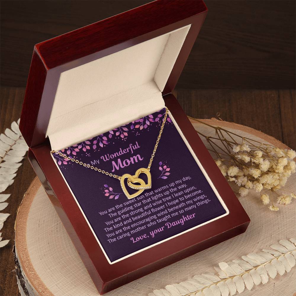 To My Mom - You Are The Sweet Sun - Necklace Interlocking Hearts Necklace