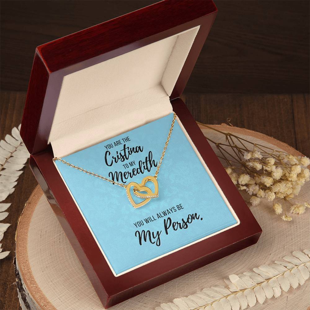 You Are The Cristina To My Meredith Necklace Grey'S Anatomy Best Friend Gift Grey Anatomy Gift You’Re My Person Necklace Interlocking Hearts Necklace