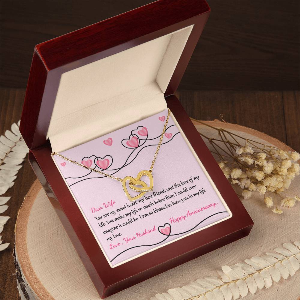 Anniversary Gift For Lovely Wife Interlocking Hearts Necklace