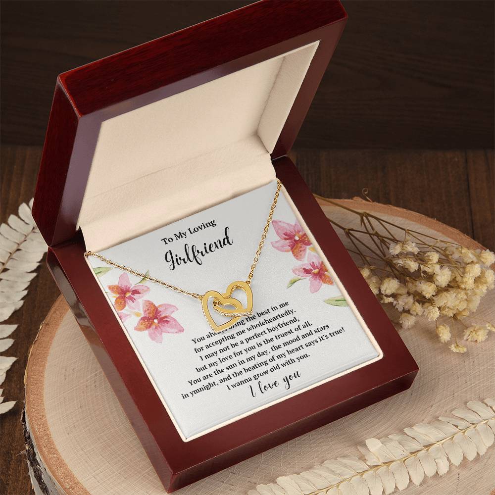 To My Loving Girlfriend Grow Old With You Interlocked Hearts Necklace Interlocking Hearts Necklace