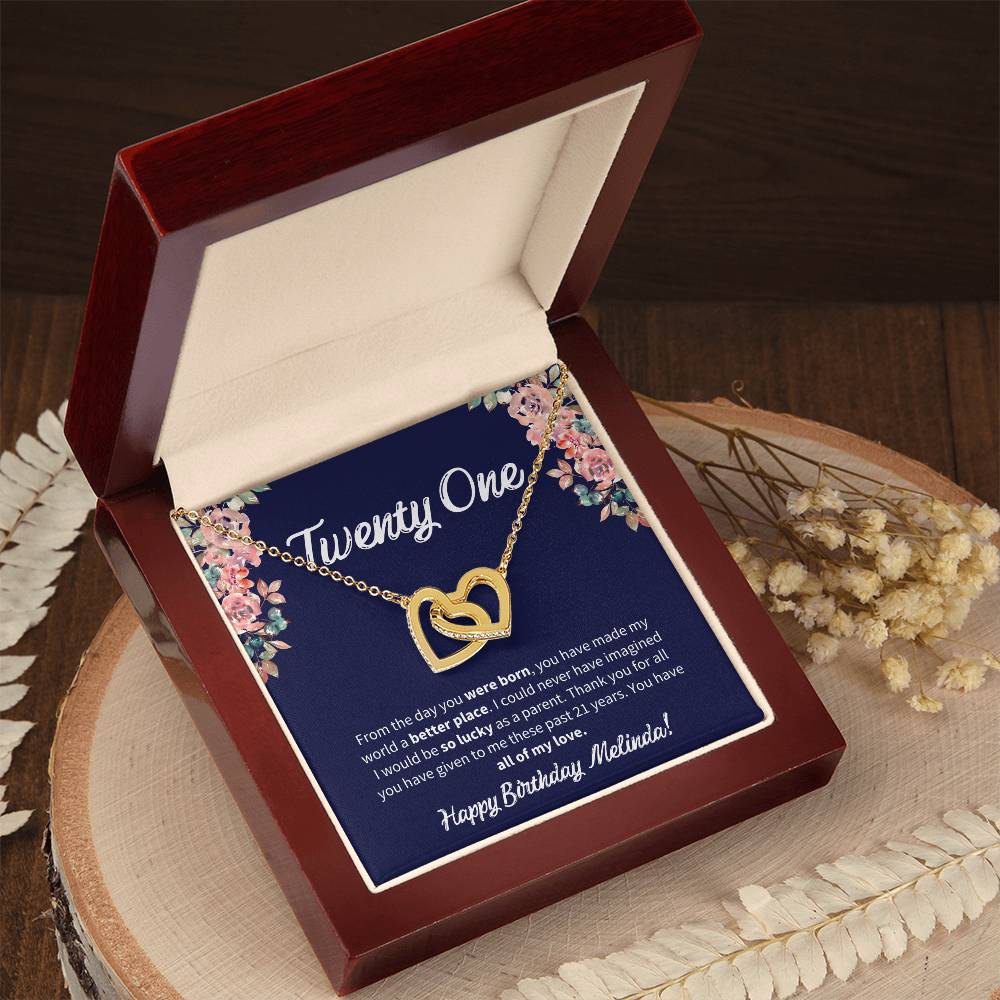 Twenty One Birthday All Of My Love Interlocked Hearts Necklace Interlocking Hearts Necklace